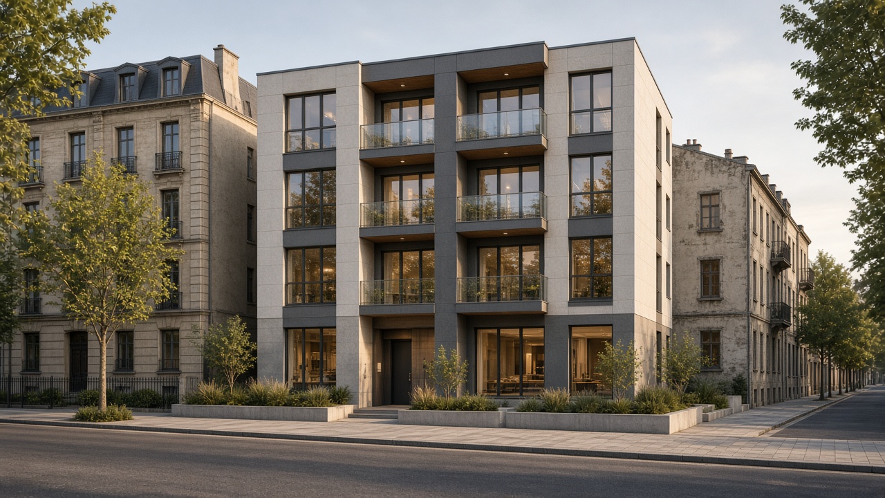 Modern apartment building visualized in its surrounding urban street
